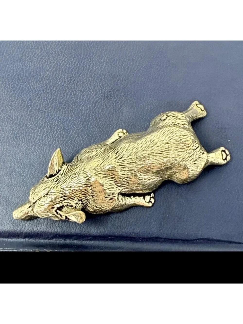 Brass Corgi Dog Figurine Lying Down Welsh Corgi Desk Decor Dog Lover Gift